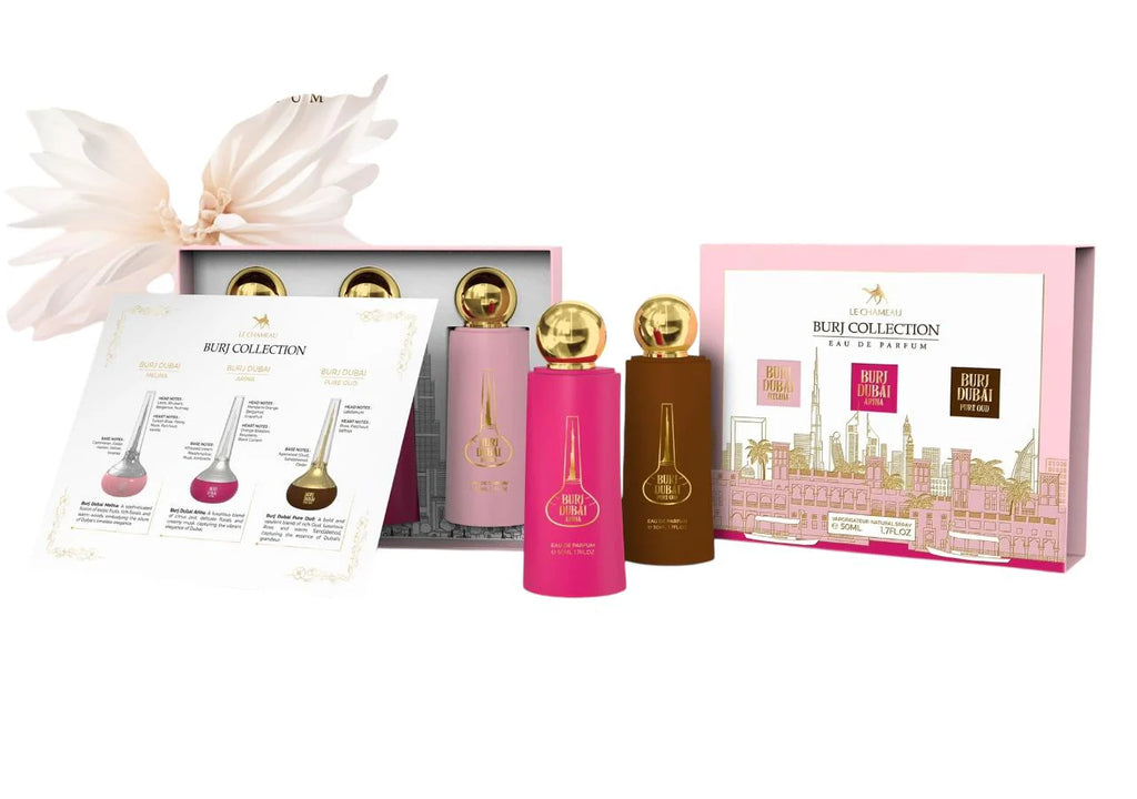 Le Chameau "BURJ DUBAI MELINA, BURJ DUBAI ARIANA, BURJ DUBAI PURE OUD" SET (unisex parfume))